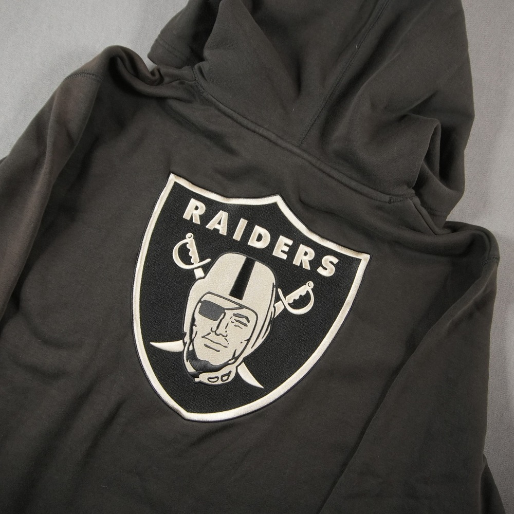 Oakland Raiders Big Back Logo New Era NFL Football Plaid Mens Hoodie XXL